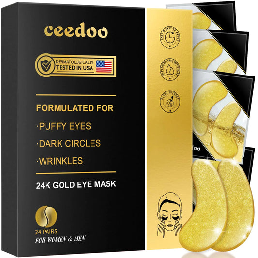 Under Eye Patches - 24 Pairs Gold, Collagen Eye Gels